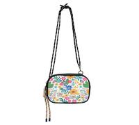 Anti Theft Crossbody Bag Men Waterproof with Credit Card Slots Mini Shoulder Bag Take a walk- Sweet Flamingo Yellow, Summer Multicolor Floral Brilliance Colorful