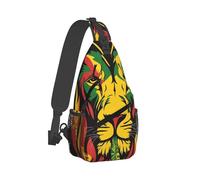 Anti Theft Crossbody Shoulder Backpack an Reggae Style Jamaica Lion Chest Backpack Multipurpose Shoulder Chest Bags for Women Men Camping