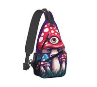 Anti Theft Crossbody Shoulder Backpack Red Mushroom Trippy Magic Art Chest Backpack Multipurpose Shoulder Bags for Cycling Camping Working