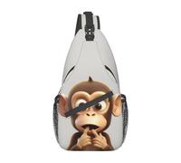 Anti Theft Crossbody Shoulder Backpack The Silent Monkey Printed, Black Daypack Casual,Multipurpose Chest Backpack for Cycling Men Outdoor