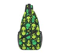 Anti Theft Crossbody Sling Bag Aliens Faces Alien 90S Style Art Sling Backpack Unisex Shoulder Chest Bags for Camping Hiking Working