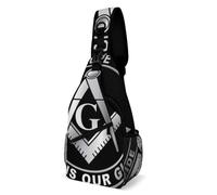 Anti Theft Crossbody Sling Bag Masonic Faith Hope And Charity Freemason Logo Black Shoulder Bags Multipurpose,Casual Sling Backpack for Camping Outdoor Cycling