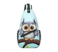 Anti Theft Crossbody Sling Bag Owls on a branch Rucksack Multipurpose,Lightweight Sling Backpack for Cycling Outdoor Hiking