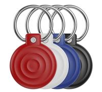 Anti-Theft for AirTag Holder 4 Pack with Security Lock, IPX8 Waterproof for AirTag Case for Apple AirTag (1st & 2nd Gen), Rugged Hard Cover for Keys, Luggage, Backpack, Pet Collar,Black White Red Blue