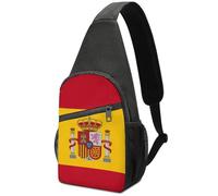 Anti Theft Gym Daypack Spanish Flag Print Shoulder Pack Retractable Side Pocket Sling Backpack For Cycling, Travel, Hiking