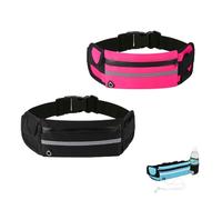 Anti-Theft Invisible Waist Bag, Running Pouch Belt Multi-Purpose Waist Pack Holder, Reflective Strip, Headphone Jack Design for Outdoor Sports, Cycling (Black+Pink)