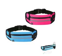 Anti-Theft Invisible Waist Bag, Running Pouch Belt Multi-Purpose Waist Pack Holder, Reflective Strip, Headphone Jack Design for Outdoor Sports, Cycling (Blue+Pink)