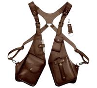 Anti-Theft Leather Double Shoulder Armpit Bag Medieval Underarm Shoulder Bag Holster Bag Stylish Mobile Phone Case Adjustable Carry Shoulder Holster, Light brown, Siehe Beschreibung