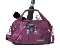 Anti-theft messenger bag - secure satchel, travel shoulder bag, hidden zips and lockable compartments, blocking fabric for the prevention of thieves, Camouflage Purple, Siehe Beschreibung