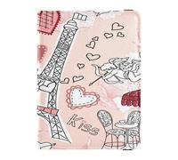 Anti-Theft Passport and Vaccine Card Organizer for Girls Boys Women and Men,Travel Gift Love Paris Happy Valentine's Day Doodles Rose Heart, Multicolor, One Size, Casual
