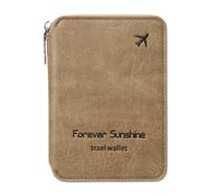Anti-Theft Passport Holder Zipper Short Travel Passport Bag Multi-Function Storage Document Bag Mini Passport Sleeve(Khaki)