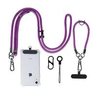Anti Theft Phone Lanyard Crossbody, Adjustable 1x Cell Phone Neck Strap 1 x Wrist Strap, Universal Nylon iPhone Chain for Women, Purple