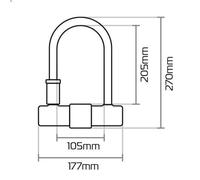 Oxford Magnum Motorcycle Bike U-lock with Bracket 170 x 270mm 16mm Shackle