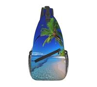 Anti Theft Shoulder Crossbody Bag Blue Sea Sky Coconut Tree Shoulder Chest Bags Lightweight,Unisex Sling Backpack for Camping Travel Cycling