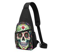Anti Theft Shoulder Crossbody Bag Day Of The Dead Vintage Mexican Flower Sugar Skulls Backpacks Multipurpose Shoulder Chest Bags for Camping Men Working