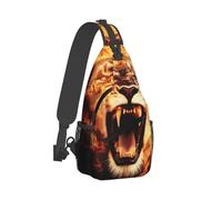 Anti Theft Shoulder Crossbody Bag Lion Angry Fire Sling Backpack Multipurpose Shoulder Bags for Cycling Working Hiking