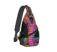 Anti Theft Shoulder Crossbody Bag Retro 70S 80S Colorful King Snake Art Sling Backpack Unisex Daypack for Men Camping Cycling