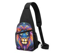 Anti Theft Shoulder Crossbody Bag Trippy Lion Leo Constellation Art Sling Backpack Casual Shoulder Bags for Working Camping Outdoor