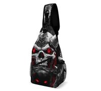 Anti Theft Shoulder Crossbody Bag Vintage Red Eyes Skeleton Skull King Shoulder Bags Unisex,Multipurpose Sling Backpack for Outdoor Sports Women
