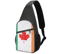 Anti Theft Sling Backpack Canada Ireland Flag Pattern Triangle Backpack Retractable Side Pocket Strap Daypack For Fishing, Business, Cycling