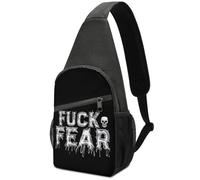 Anti Theft Sling Backpack Fuck Fear Shoulder Bag Retractable Side Pocket Chest Crossbody For Business, Office, Running