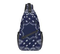 Anti Theft Sling Bag, for Cool Navy Blue Paisley, Shoulder Crossbody Backpack Waterproof Chest Bag Lightweight Casual Daypack for Travel Sports