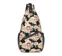 Anti Theft Sling Bag, for Day of The Dead Sugar Skull Flowers Floral, Shoulder Crossbody Backpack Waterproof Chest Bag Lightweight Casual Daypack for Travel Sports
