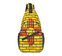 Anti Theft Sling Bag, for Flag of New Mexico On A Brick Wall Yellow, Shoulder Crossbody Backpack Waterproof Chest Bag Lightweight Casual Daypack for Travel Sports