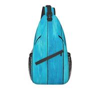 Anti Theft Sling Bag, for Sea Blue Old Wooden Oak Plank Striped Woods, Shoulder Crossbody Backpack Waterproof Chest Bag Lightweight Casual Daypack for Travel Sports