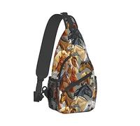 Anti-Theft Sling Chest Bag Shoulder Backpack Compatible with Cool Realistic Wild Horses Crossbody Bags Gym Sack, Durable Polyester Daypack Lightweight for Men Women Travel Gym Sport Hiking