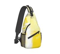 Anti-Theft Sling Chest Bag Shoulder Backpack Compatible with Grey and Yellow Abstract Art Painting Crossbody Bags Gym Sack, Durable Polyester Daypack Lightweight for Men Women Travel Gym Sport Hiking