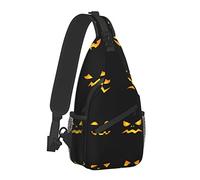 Anti-Theft Sling Chest Bag Shoulder Backpack Happy Halloween Decorations Costumes Pumpkin Skull Crossbody Bags Gym Sack, Lightweight Sling Bag for Men Women Travel Gym Sport Hiking