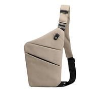 Anti Theft Travel Bag, One Shoulder Large Capacity Cross-body Bag Chest Fashion Lightweight Sling Bags for Travel Sports, Khaki, 7.87 x 12.6 x 0.71 inches, Right Shoulder