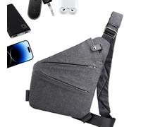 Anti-Theft Travel Bag - Sling Shoulder Bag, Waterproof | Secure Chest Shoulder Backpack with Hidden Zipper Design, Lightweight for Travel, Hiking, City Walks, PE, gray, Siehe Beschreibung
