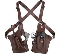 Anti-Theft Underarm Shoulder Bag for Men, Double Shoulder Bag Made of PU Leather, Adjustable Armpit Holster Design with Multiple Pockets, Chest Bag for Travel, Business & Outdoor, brown, Retro