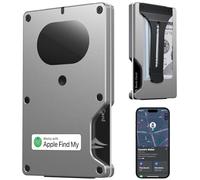 Anti-Theft Wallet Men's Ultra Thin Smart Wallet with Location Tracking, Air Wallet Build-in Airtag Chip Compatible with Apple Find My iOS Only, RFID Blocking Card Holder with Money Clip, silver, 8.5×