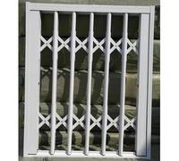 Anti-Theft White Window Fence for Home Safety, Horizontal Sliding Windows Security Bars with Keys & Locks, Aluminum Balcony Accordion Safety Grill(W70xH145cm/27.6x57.1in)