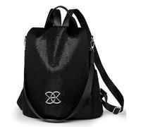 Anti-Theft Women's Backpack - Fashion Water Resistant Backpack | Computer Bags With Anti-Thief Pocket For Travel And College | Lightweight City Backpacks Work, Hiking And Use, Black Sequins, Se