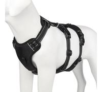 Anti -traction dog harness, adjustable harness with reflective strips for dog necklaces, padded handle for daily walking and dressage (L)