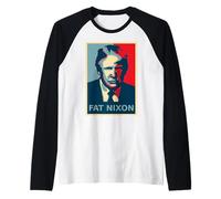 Anti-Trump Lock Him Up Fat Nixon Political Protest Poster Raglan Baseball Tee