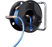 Anti Twist Hose Reel with Hose for Compressed Air 20 Meters | Made in Austria | Brennenstuhl 1127010010 | Hose 20 m, Ø-6/12 mm | Robust Hose Reel with Wall Mount Brackets, Black/Blue