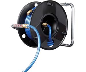 Anti Twist Hose Reel with Hose for Compressed Air 20 Meters | Made in Austria | Brennenstuhl 1127010010 | Hose 20 m, Ø-6/12 mm | Robust Hose Reel with Wall Mount Brackets, Black/Blue