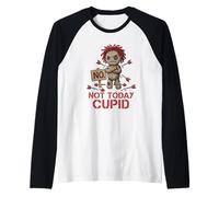 Anti Valentine Not Today Cupid Grumpy Voodoo Doll Sarcastic Raglan Baseball Tee