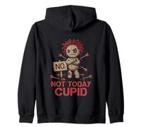 Anti Valentine Not Today Cupid Grumpy Voodoo Doll Sarcastic Zip Hoodie