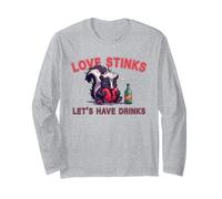 Anti Valentines Love Stinks Lets Have Drinks Sad Skunk Fun Long Sleeve T-Shirt