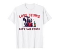 Anti Valentines Love Stinks Lets Have Drinks Sad Skunk Fun T-Shirt