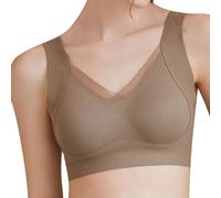 Anti Warm Muscle Lifting Mesh Underwear Women's No Rim Adjustable Soft Support Comfortable Back Bra White Kn ckerswomen Sexy Support Pants for Ladies (Coffee, L)