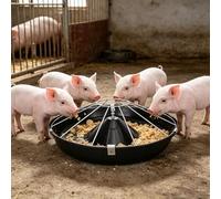 Anti-Waste Round Plastic Pig Feeder, Multi-Compartment Livestock Water Trough, Homestead Feed Trough for Piglet, Duck, Chicken, Rabbit(Single Rack,70cm/27.6"(14 Slots))