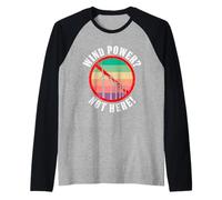 Anti-wind power WIND POWER NOT HERE Anti Greens Raglan Baseball Tee