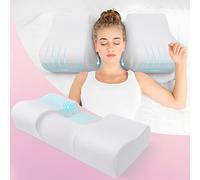 Anti Wrinkle Ergonomic Back Sleep Training Pillow: Cervical Memory Foam Anti Aging Beauty Pillow for Neck Pain Relief - Contoured Neck & Shoulder Support Flawless Face Pillow with Cooling Pllowcase